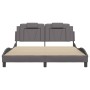 Estructura de cama con luces LED cuero PE gris 160x200 cm