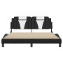 Estructura cama con luces LED cuero PE negro blanco 160x200 cm