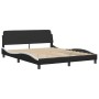 Estructura cama con luces LED cuero PE negro blanco 160x200 cm