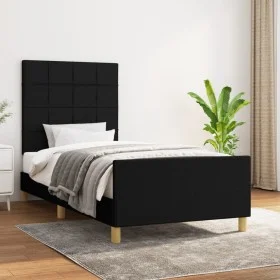 Bed frame with black fabric headboard 80x200 cm by vidaXL, Beds and slatted bases - Ref: Foro24-3125011, Price: 126,35 €, Dis...