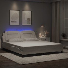 Estructura de cama con LED sin colchón blanco 180x200 cm Estructura de cama con LED sin colchón blanco 180x200 cm