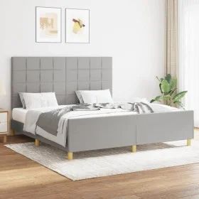 Bed frame with headboard light gray fabric 160x200 cm by vidaXL, Beds and slatted bases - Ref: Foro24-3125065, Price: 202,88 ...