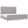 Bed frame with headboard light gray fabric 160x200 cm by vidaXL, Beds and slatted bases - Ref: Foro24-3125065, Price: 202,88 ...
