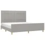 Bed frame with headboard light gray fabric 160x200 cm by vidaXL, Beds and slatted bases - Ref: Foro24-3125065, Price: 202,88 ...