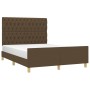 Estructura de cama con cabecero de tela marrón 140x200 cm de vidaXL, Camas y somieres - Ref: Foro24-3125303, Precio: 242,58 €...