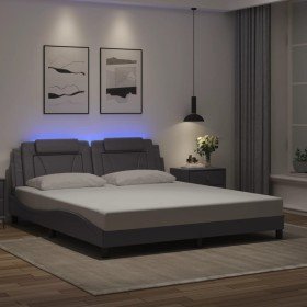 Estructura cama con luces LED cuero sintético gris 180x200 cm en Camas y somieres | Comprar online en Foro24