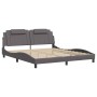 Estructura cama con luces LED cuero sintético gris 180x200 cm