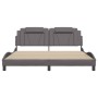 Estructura cama con luces LED cuero sintético gris 180x200 cm