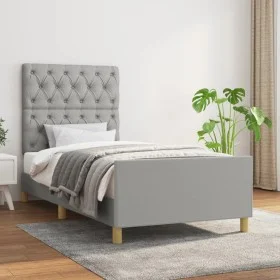 Light gray fabric bed frame with headboard 80x200 cm by vidaXL, Beds and slatted bases - Ref: Foro24-3125252, Price: 144,10 €...