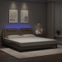 Estructura de cama con luces LED cuero PE capuchino 180x200 cm