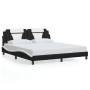 Estructura de cama con LED sin colchón negro blanco 180x200 cm