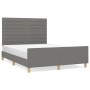 Bed frame with headboard in dark gray fabric 140x200 cm by vidaXL, Beds and slatted bases - Ref: Foro24-3125139, Price: 212,7...