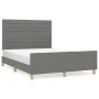 Bed frame with headboard in dark gray fabric 140x200 cm by vidaXL, Beds and slatted bases - Ref: Foro24-3125139, Price: 207,1...