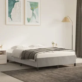 Light gray velvet bed frame 140x190 cm by vidaXL, Beds and slatted bases - Ref: Foro24-347318, Price: 153,89 €, Discount: %
