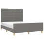 Bed frame with headboard in dark gray fabric 140x200 cm by vidaXL, Beds and slatted bases - Ref: Foro24-3125139, Price: 212,7...