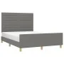 Bed frame with headboard in dark gray fabric 140x200 cm by vidaXL, Beds and slatted bases - Ref: Foro24-3125139, Price: 207,1...