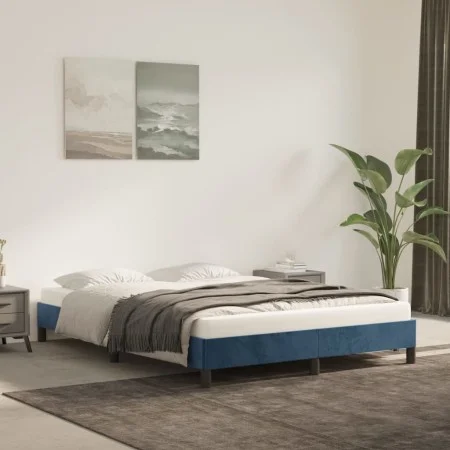Estructura de cama de terciopelo azul 140x190 cm de vidaXL, Camas y somieres - Ref: Foro24-346974, Precio: 98,82 €, Descuento: %