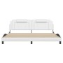 Estructura cama con luces LED cuero sintético blanco 200x200 cm