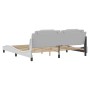 Estructura cama con luces LED cuero sintético blanco 200x200 cm