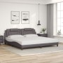 Estructura cama con luces LED cuero sintético gris 200x200 cm