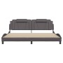 Estructura cama con luces LED cuero sintético gris 200x200 cm