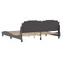 Estructura cama con luces LED cuero sintético gris 200x200 cm