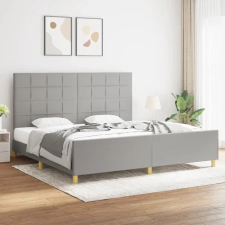 Light gray fabric bed frame with headboard 200x200 cm by vidaXL, Beds and slatted bases - Ref: Foro24-3125081, Price: 233,38 ...