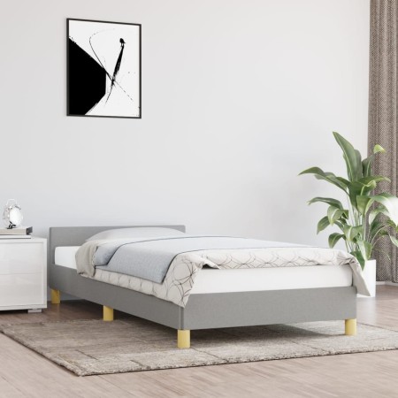 Light gray fabric bed frame with headboard 90x190 cm by vidaXL, Beds and slatted bases - Ref: Foro24-347375, Price: 102,40 €,...