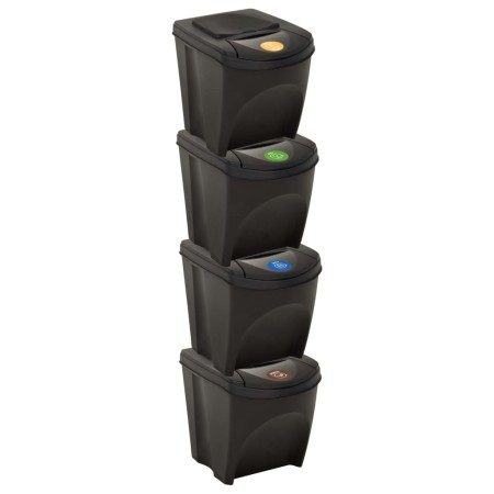Stapelbare Mülleimer 4 Stück anthrazitgrau 100 L von vidaXL, Mülltonnen und Mülltonnen - Ref: Foro24-316185, Preis: 70,91 €, ...