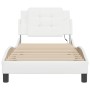 Estructura cama con luces LED cuero sintético blanco 80x200 cm