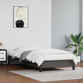 Estructura de cama cuero sintético gris 90x190 cm