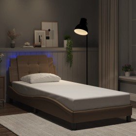 Estructura de cama con LED cuero sintético capuchino 80x200 cm en Camas y somieres | Comprar online en Foro24