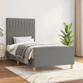 Bed frame with headboard in dark gray fabric 90x190 cm by vidaXL, Beds and slatted bases - Ref: Foro24-3125180, Price: 157,97...