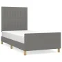 Bed frame with headboard in dark gray fabric 90x190 cm by vidaXL, Beds and slatted bases - Ref: Foro24-3125180, Price: 157,97...