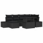 Conjunto de sofá de jardín con cojín 7 pcs Negro