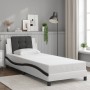 Estructura cama con LED cuero sintético blanco negro 80x200 cm