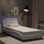 Estructura cama con luces LED cuero sintético blanco 90x190 cm