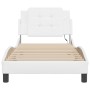Estructura cama con luces LED cuero sintético blanco 90x190 cm