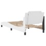 Estructura cama con luces LED cuero sintético blanco 90x190 cm