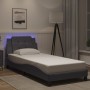 Estructura de cama con luces LED cuero sintético gris 90x190 cm