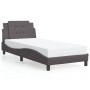 Estructura de cama con luces LED cuero sintético gris 90x190 cm