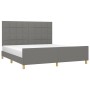 Bed frame with headboard dark gray fabric 160x200 cm by vidaXL, Beds and slatted bases - Ref: Foro24-3125066, Price: 232,37 €...