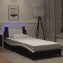Estructura cama con LED cuero sintético negro y blanco 90x190cm