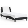 Estructura cama con LED cuero sintético negro y blanco 90x190cm