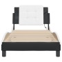 Estructura cama con LED cuero sintético negro y blanco 90x190cm