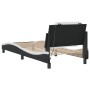 Estructura cama con LED cuero sintético negro y blanco 90x190cm