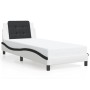 Estructura cama con LED cuero sintético blanco y negro 90x190cm