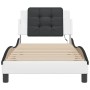 Estructura cama con LED cuero sintético blanco y negro 90x190cm