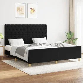 Bed frame with black fabric headboard 160x200 cm by vidaXL, Beds and slatted bases - Ref: Foro24-3125310, Price: 249,07 €, Di...