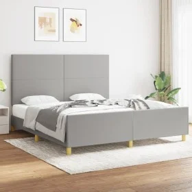 Bed frame with headboard light gray fabric 180x200 cm by vidaXL, Beds and slatted bases - Ref: Foro24-3124911, Price: 238,47 ...
